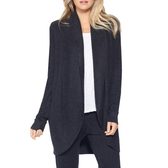 Barefoot Dreams Sweaters - Barefoot Dreams The Cozy Chic Lite Circle Black Open Front Cardigan‎ Medium